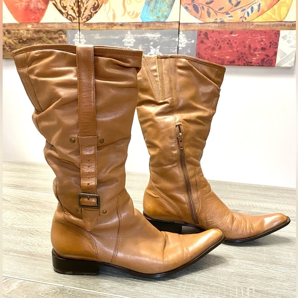 Nine West Shoes - Vintage Leather Slouchy Boots w/ Pointed Toes
